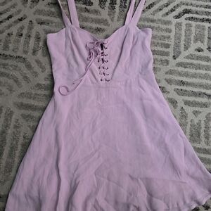 Pink Lace-Up Dress